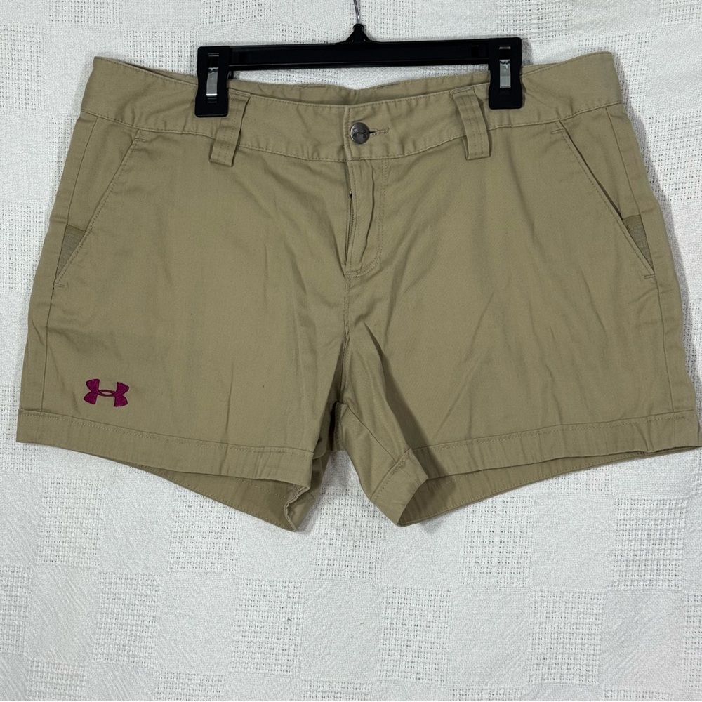 Under Armour Womens Fitted Khaki Tan‎ Cargo Shorts Lightweight Casual Size 8